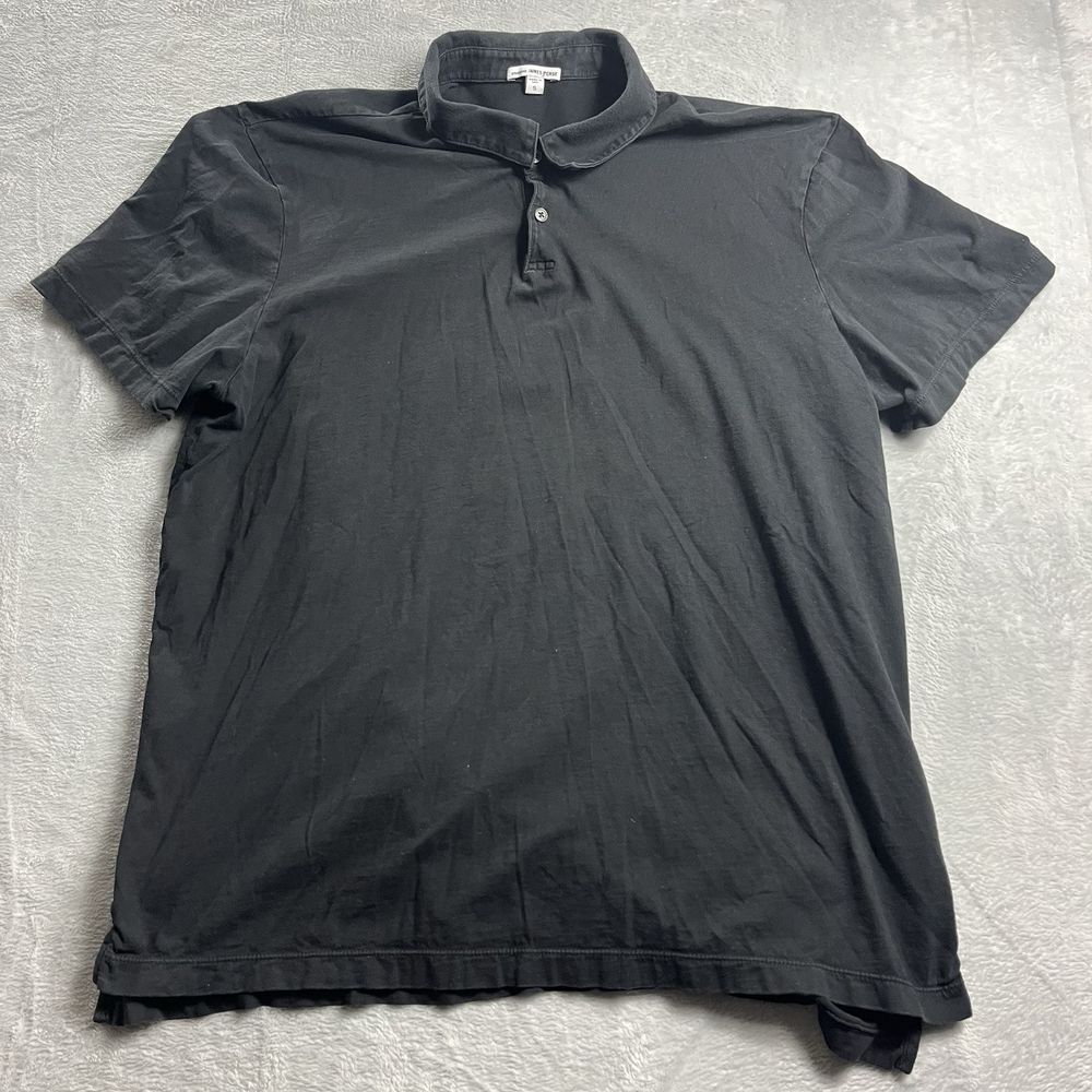 Standard James Perse Polo Shirt Mens 5 Black Short Sleeve Casual Made‎ In USA